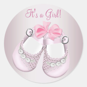 Autocollants pour Baby Shower Bébé Fille Chaussure