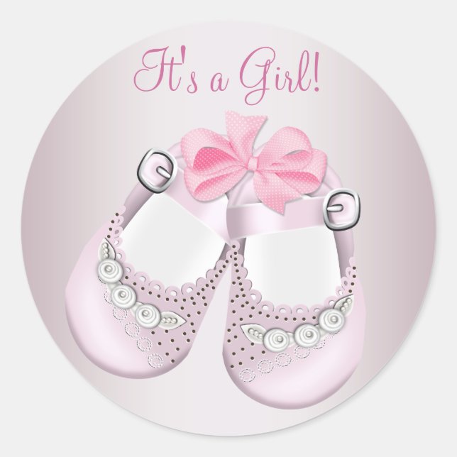 Autocollants pour Baby Shower Bébé Fille Chaussure (Devant)