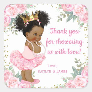 Autocollants pour Baby Shower de Princesse Afro-Am