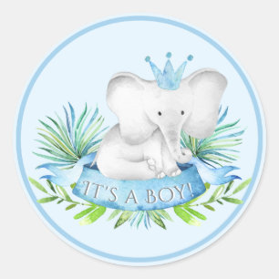 Autocollants pour Baby Shower Éléphant Garçon