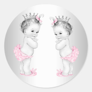 Autocollants pour Baby Shower Filles Jumelles Prin