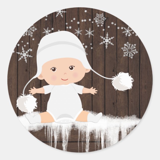 Autocollants pour Baby Shower Flocon de Neige (Devant)