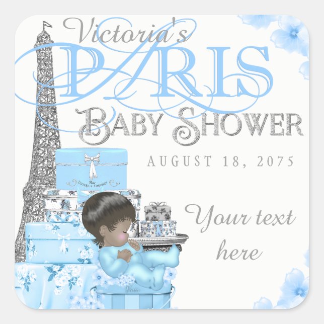 Autocollants pour Baby Shower Garçon Paris (Devant)