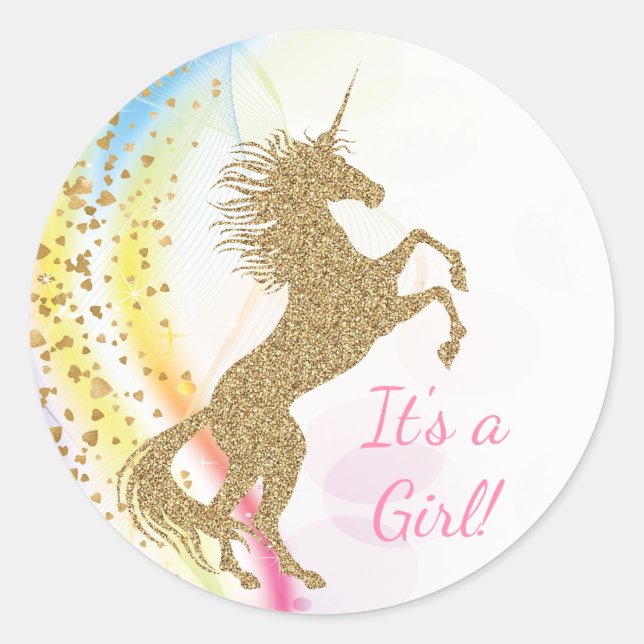 Autocollants pour Baby Shower Licorne (Devant)