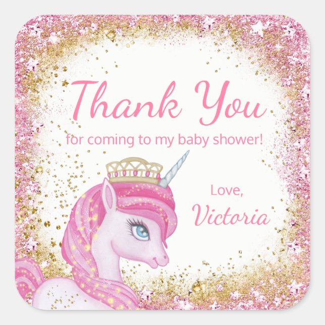 Autocollants pour Baby Shower Licorne (Devant)