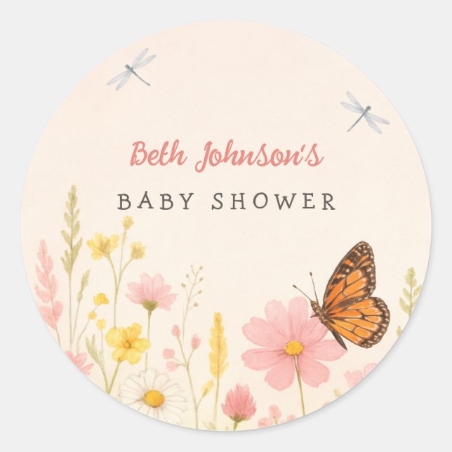 Autocollants pour Baby Shower Petite Fleur Sauvage (Devant)