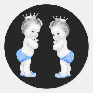 Autocollants pour Baby Shower pour Jumeaux Garçons