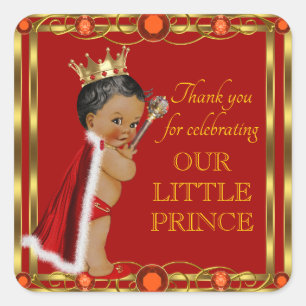 Autocollants pour Baby Shower Prince de l'Or Rouge