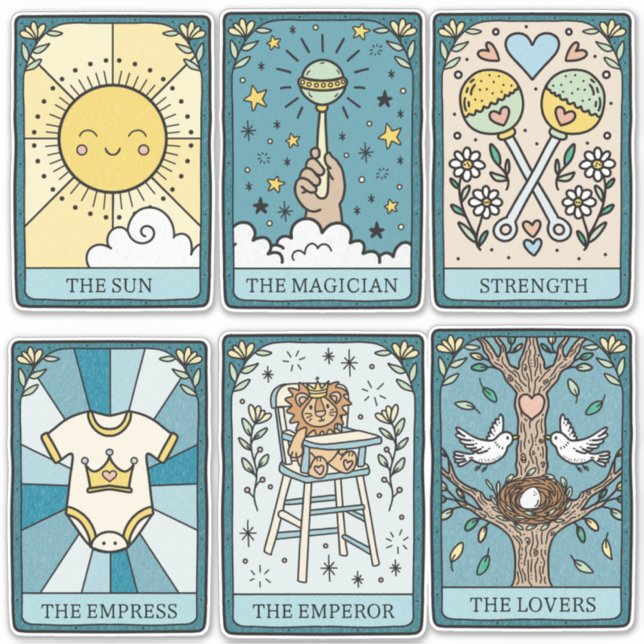 Autocollants pour Baby Shower Thème Tarot (Devant)