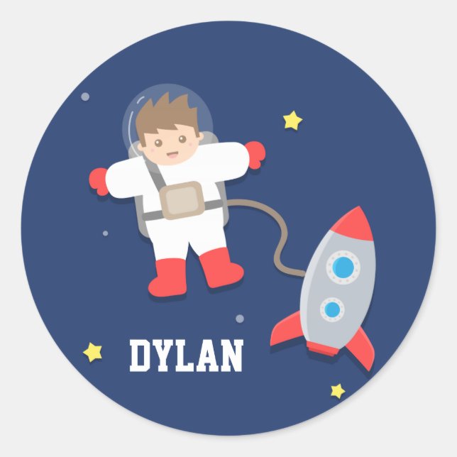 Autocollants pour enfants d'astronaute de vaisseau (Devant)