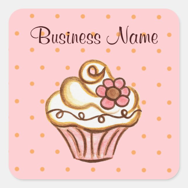Autocollants pour entreprise de Cupcake rose (Devant)