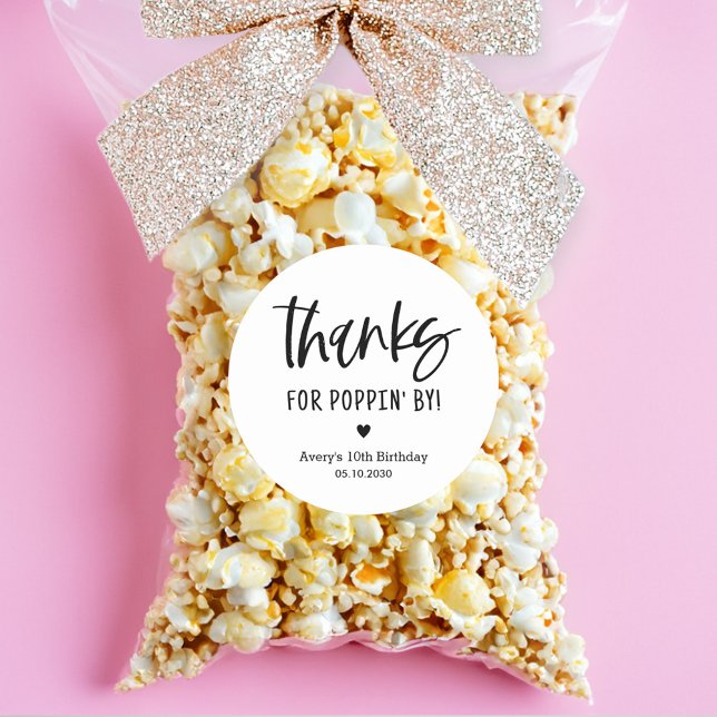 Autocollants pour fête avec popcorn Merci d'être p (Créateur téléchargé)