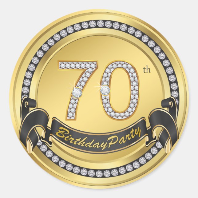 Autocollants pour fête d'anniversaire 70 ans (Devant)
