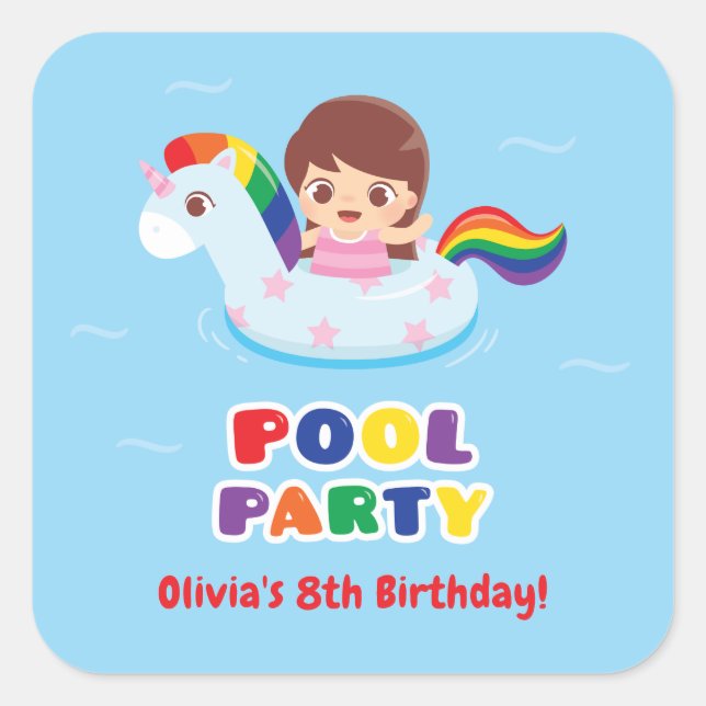 Autocollants pour fête d'anniversaire avec fille d (Devant)