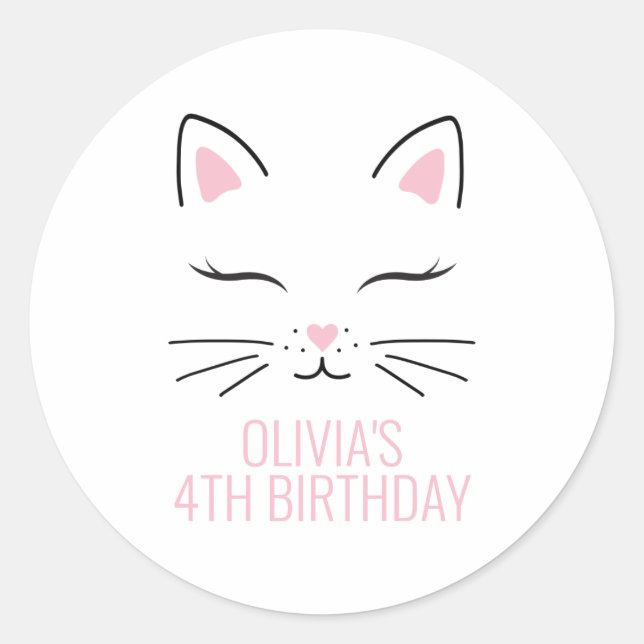 autocollants pour fête d'anniversaire de chaton vi (Devant)