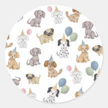 Autocollants pour fête d'anniversaire de chiot