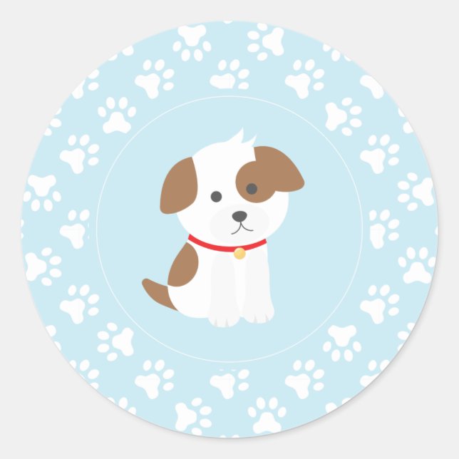 Autocollants pour fête d'anniversaire de chiot emp (Devant)