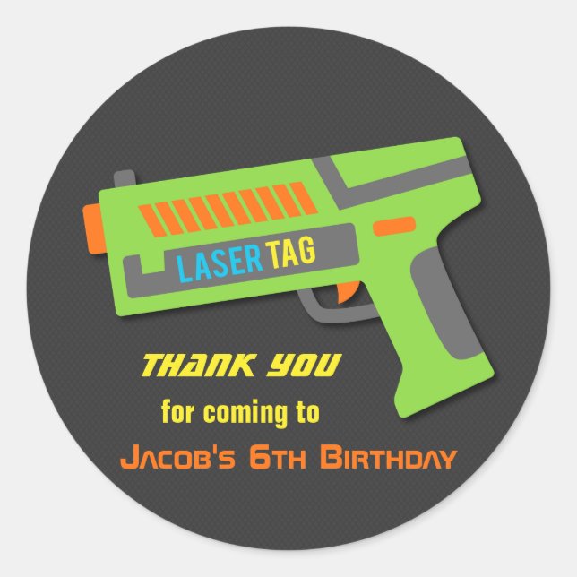 Autocollants pour fête d'anniversaire de laser tag (Devant)