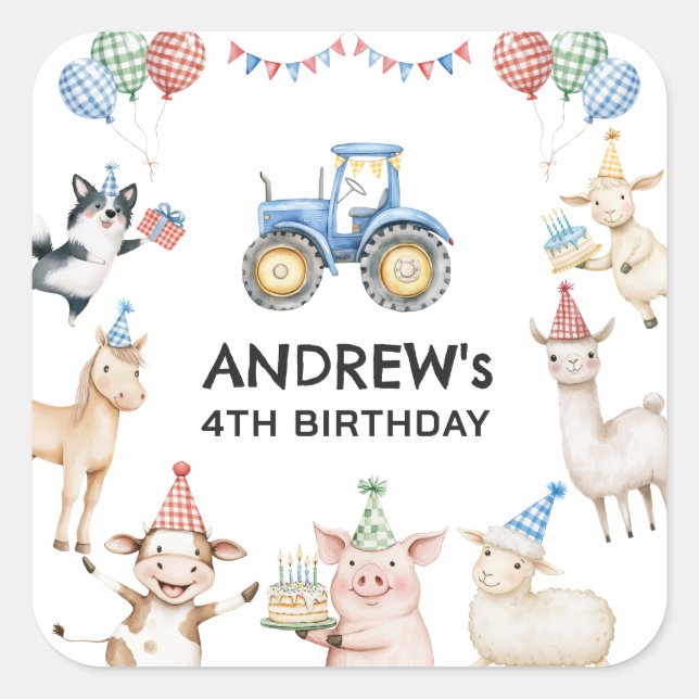 Autocollants pour fête d'anniversaire d'enfants su (Devant)