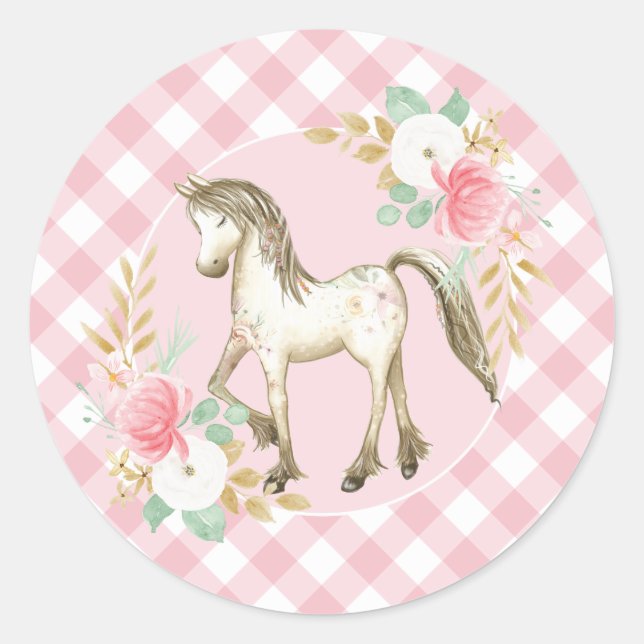 Autocollants pour fête d'anniversaire licorne flor (Devant)