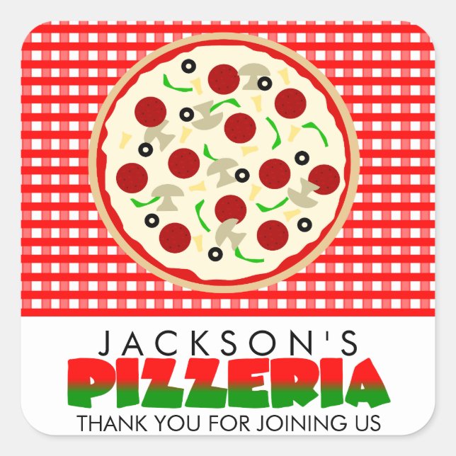 Autocollants pour fête de pizzeria (Devant)