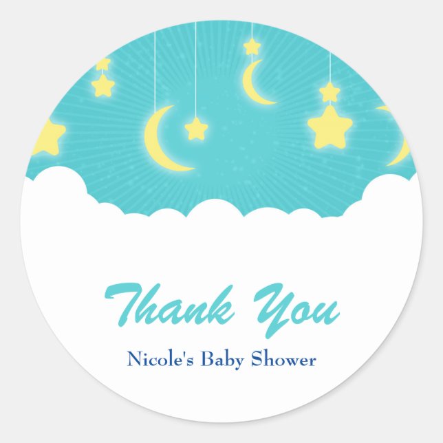 Autocollants pour fête prénatale Bébé Étoiles Lune (Devant)