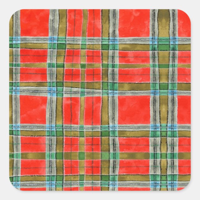 Autocollants pour petits Carrés MAC BAIN TARTAN (Devant)