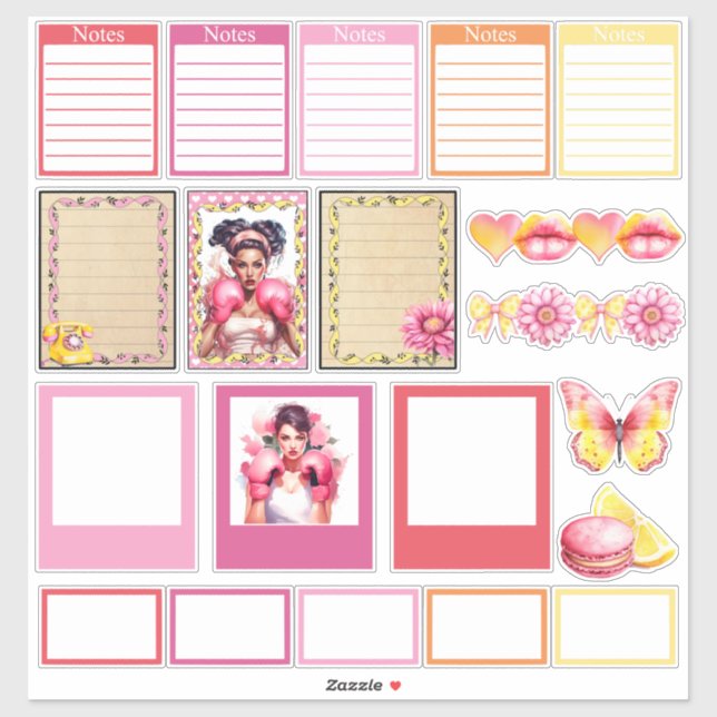 Autocollants pour planner Set 2 Lemonade Rose (Feuille)