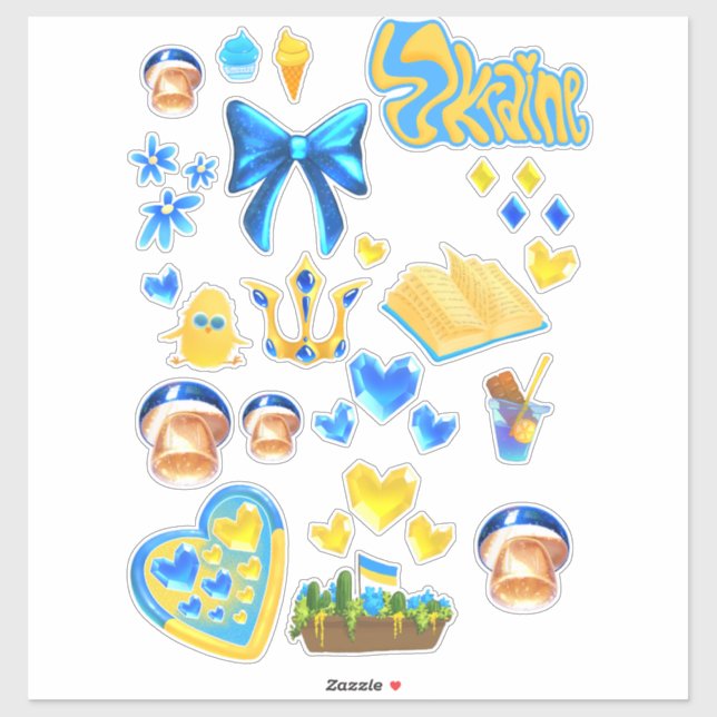 Autocollants pour scrapbooking Ukraine bleu jaune (Feuille)