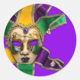 Autocollants pour Soirée Masquée Vert Violet Or
