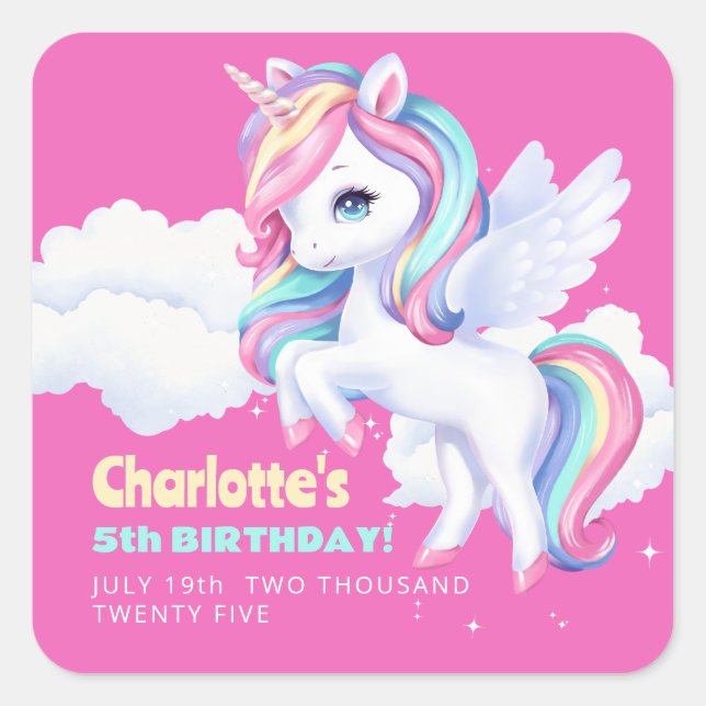 Autocollants pour une fête d'anniversaire magique. (Devant)