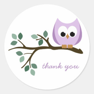 Autocollants pourpres de Merci de hibou