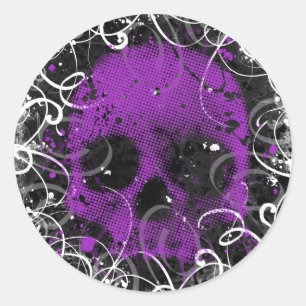 Autocollants pourpres et noirs de crâne