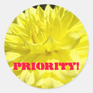 Autocollants Priorité ! Fleurs de Dahlia Jaune per
