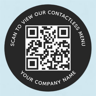 Autocollants QR Code Rond Menu Noir Entreprise per