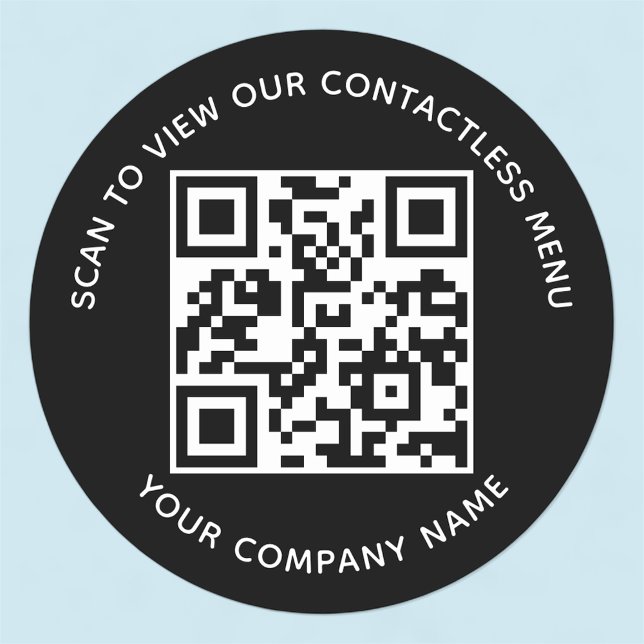 Autocollants QR Code Rond Menu Noir Entreprise per (MISOOK Round QR Code Stickers for Menu)