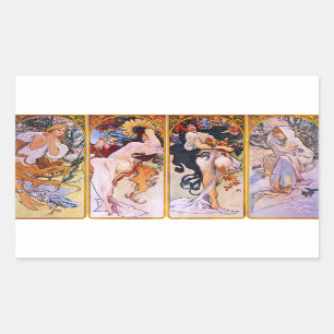 Autocollants quatre saisons d'Alphonse Mucha