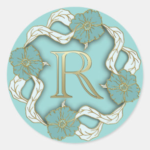 autocollants R initiaux monogramme