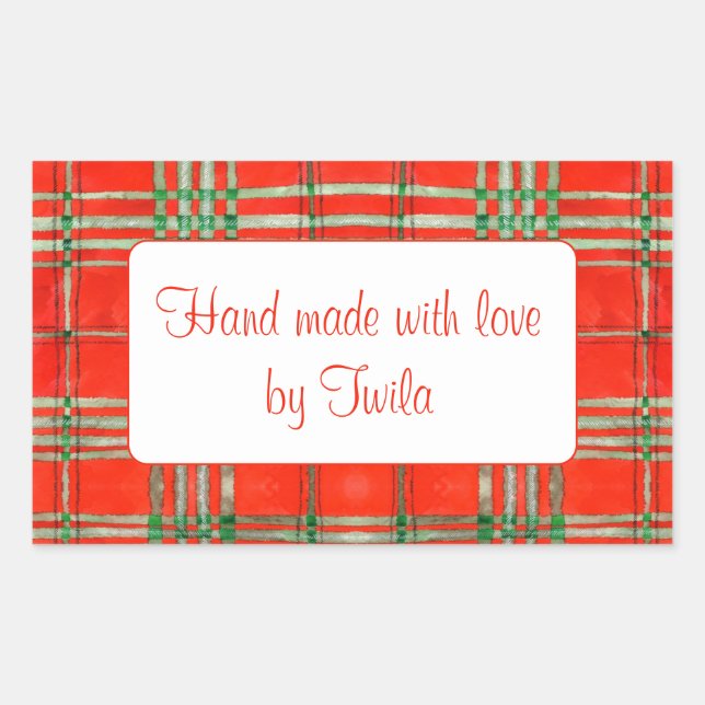 AUTOCOLLANTS RECTANGLE "FAIT MAIN" TARTAN SCOTT RO (Devant)