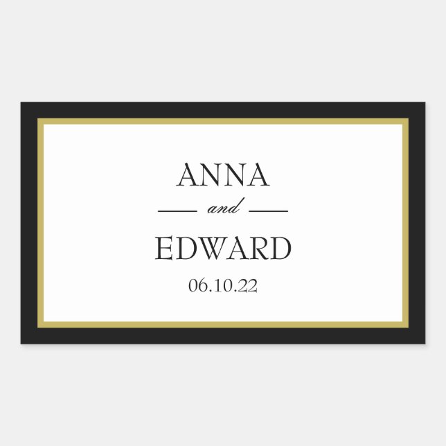 Autocollants rectangulaires de bordure d'or noir M (Devant)