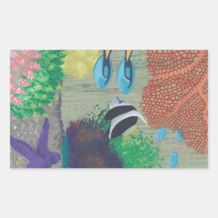 Autocollants rectangulaires de peinture de poisson