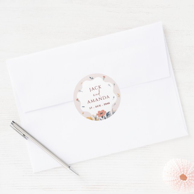 Autocollants Retro de mariage rose (Enveloppe)
