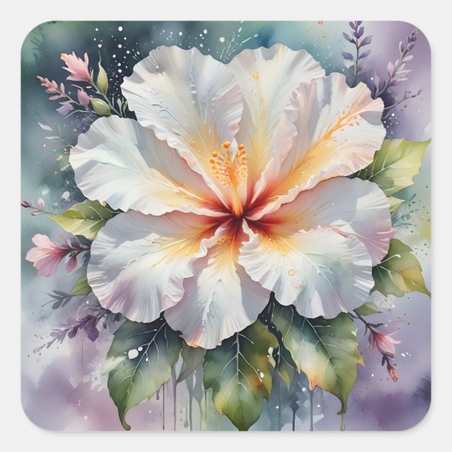 autocollants rêve d'hibiscus blanc (Devant)
