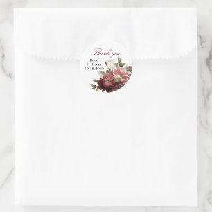 Autocollants Rond Merci Bouquet Bourgogne