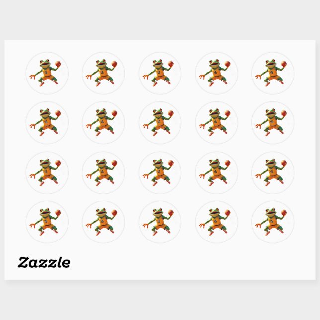 Autocollants ronds blancs petits Grenouille de bas (Feuille)