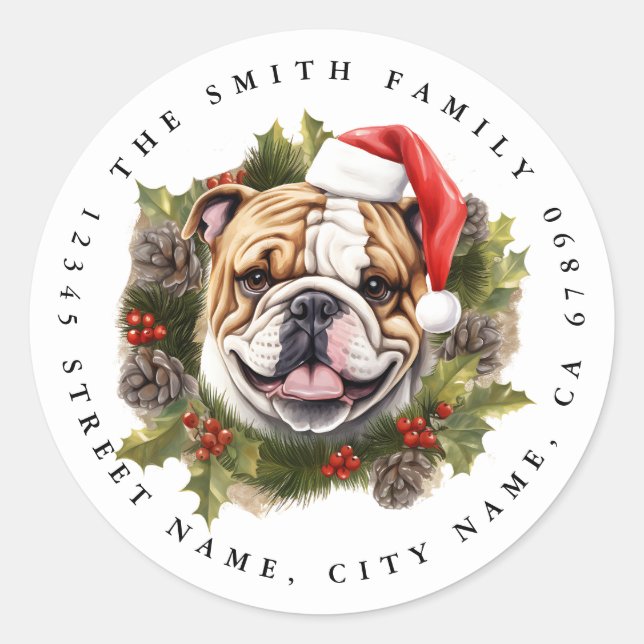 Autocollants ronds Bulldog anglais (Devant)