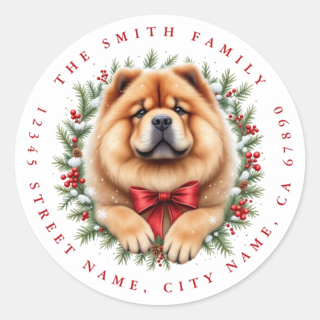 Autocollants ronds Chow Chow (Devant)