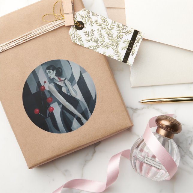 Autocollants Ronds Classiques Femme Art Déco Silen (Cadeaux)