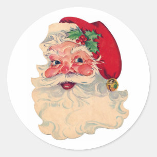 AUTOCOLLANTS RONDS CLASSIQUES PÈRE NOËL RÉTRO