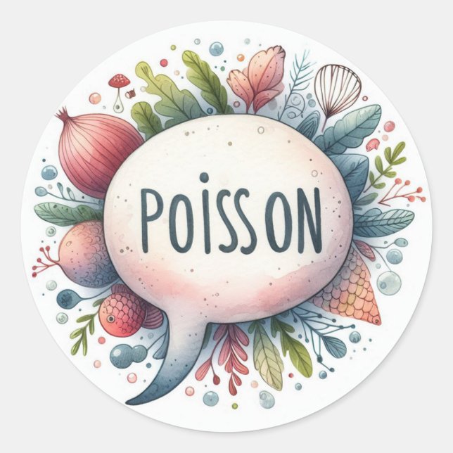 Autocollants ronds classiques (Poisson) (Devant)